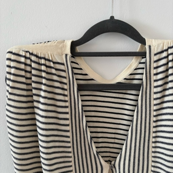 ba&sh Knit Sleeveless Shoulder Pads Top Vest Cardigan Lony Ecru & Navy Size M - Picture 9 of 10